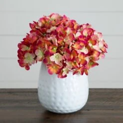 11-in Artificial Hydrangea Arrangement In White Metal Vase 18 11-in Artificial Hydrangea Arrangement In White Metal Vase -Eds Plant Shop 11 artificial hydrangea arrangement in white metal vase 354429