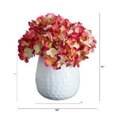 11-in Artificial Hydrangea Arrangement In White Metal Vase 20 11-in Artificial Hydrangea Arrangement In White Metal Vase -Eds Plant Shop 11 artificial hydrangea arrangement in white metal vase 918470