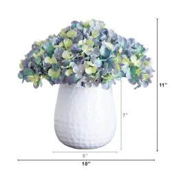 11-in Artificial Hydrangea Arrangement In White Metal Vase 16 11-in Artificial Hydrangea Arrangement In White Metal Vase -Eds Plant Shop 11 artificial hydrangea arrangement in white metal vase 949390