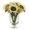 12-in Sunflower & Sedum Artificial Arrangement In Vase -Eds Plant Shop 12 sunflower sedum artificial arrangement in vase 544493