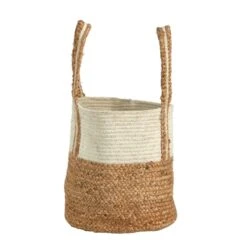 14-in Boho Chic Basket Natural Cotton And Jute With Handles 12 14-in Boho Chic Basket Natural Cotton And Jute With Handles -Eds Plant Shop 14 boho chic basket natural cotton and jute with handles 115337