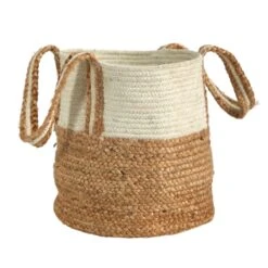 14-in Boho Chic Basket Natural Cotton And Jute With Handles 13 14-in Boho Chic Basket Natural Cotton And Jute With Handles -Eds Plant Shop 14 boho chic basket natural cotton and jute with handles 255781