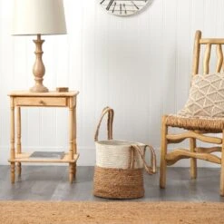 14-in Boho Chic Basket Natural Cotton And Jute With Handles 15 14-in Boho Chic Basket Natural Cotton And Jute With Handles -Eds Plant Shop 14 boho chic basket natural cotton and jute with handles 702364