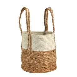 14-in Boho Chic Basket Natural Cotton And Jute With Handles 11 14-in Boho Chic Basket Natural Cotton And Jute With Handles -Eds Plant Shop 14 boho chic basket natural cotton and jute with handles 862046