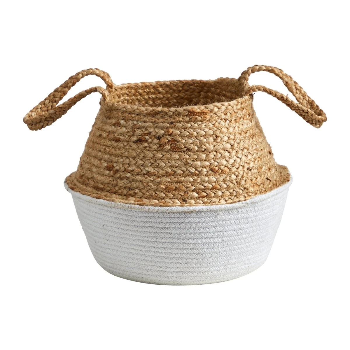 14-in Boho Chic Handmade Cotton & Jute White Woven Planter 5 14-in Boho Chic Handmade Cotton & Jute White Woven Planter - Image 3