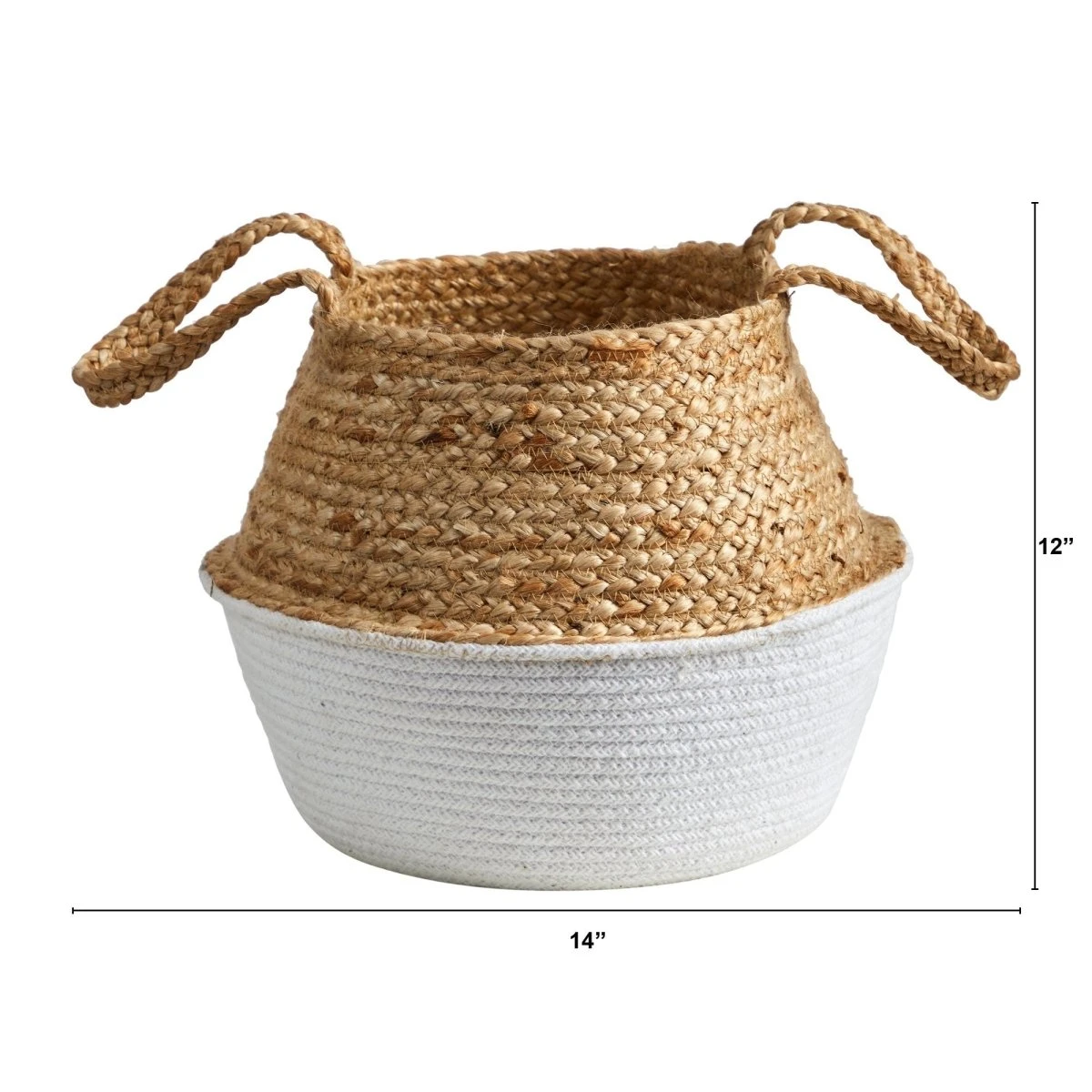 14-in Boho Chic Handmade Cotton & Jute White Woven Planter 4 14-in Boho Chic Handmade Cotton & Jute White Woven Planter - Image 2