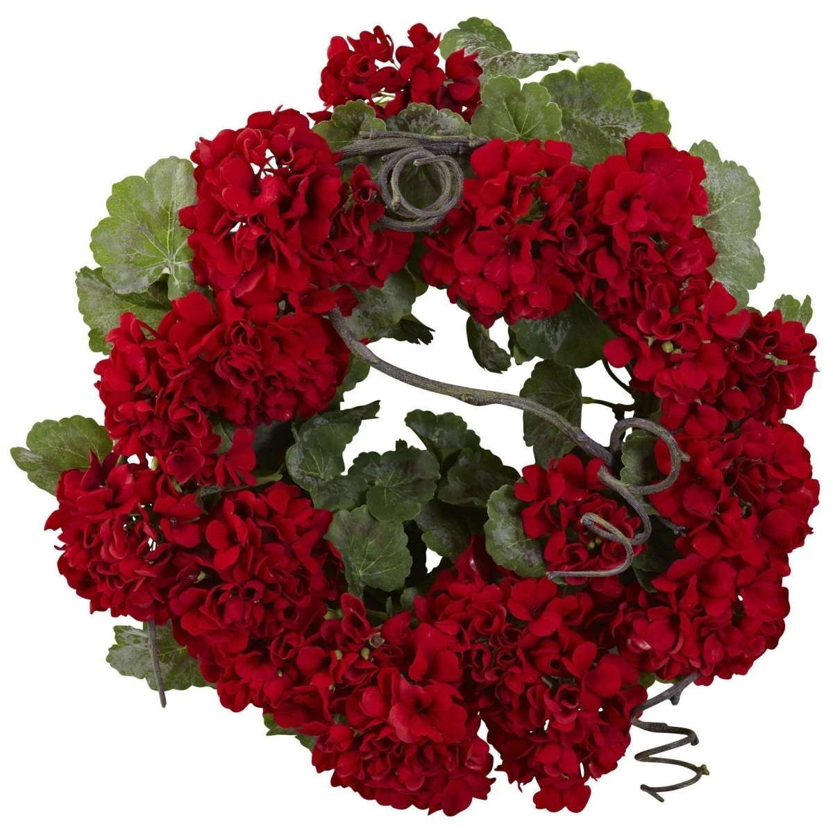 17-in Artificial Geranium Wreath | Bold Floral Door Décor 5 17-in Artificial Geranium Wreath | Bold Floral Door Décor - Image 3