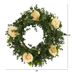 18-in Eucalyptus And Camellia Double Ring Artificial Wreath With Twig Base 9 18-in Eucalyptus And Camellia Double Ring Artificial Wreath With Twig Base -Eds Plant Shop 18 eucalyptus and camellia double ring artificial wreath with twig base 380779