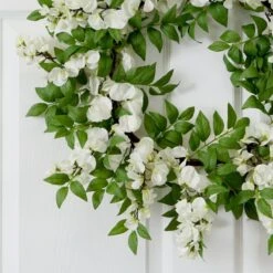 16-in Holiday Christmas Poinsettia Star Twig Wreath -Eds Plant Shop 18 wisteria artificial wreath stunning purple floral decor 719188