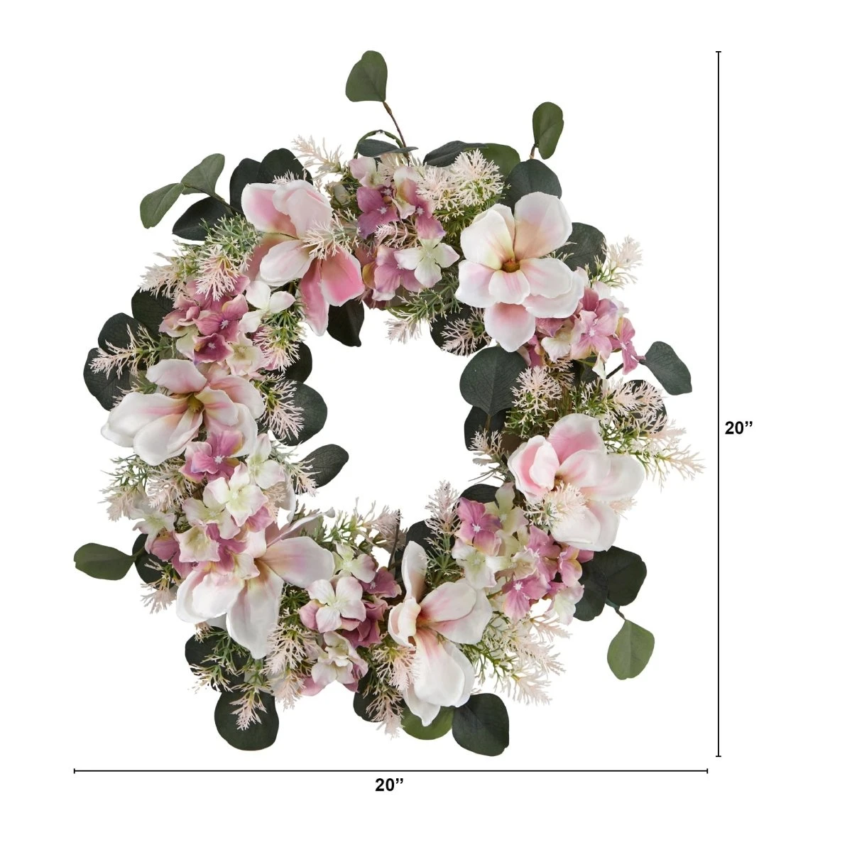 20-in Hydrangea And Magnolia Artificial Wreath – Elegant Floral Decor 6 20-in Hydrangea And Magnolia Artificial Wreath – Elegant Floral Decor - Image 4