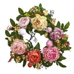 20-in Mixed Peony & Berry Wreath | Vibrant, Colorful Décor -Eds Plant Shop 20 mixed peony berry wreath vibrant colorful decor 125021