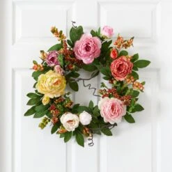 20-in Mixed Peony & Berry Wreath | Vibrant, Colorful Décor