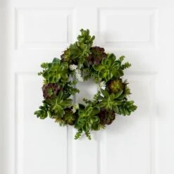 20-in Succulent Wreath | Timeless Elegance With Magnolia Blooms