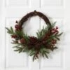 22-in Mixed Pine & Cedar Wreath | Pine Cones, Berries & Holiday Decor -Eds Plant Shop 22 mixed pine cedar wreath pine cones berries holiday decor 523885