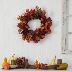 24-in Autumn Maple Artificial Fall Wreath With Berries & Pinecones -Eds Plant Shop 24 autumn maple artificial fall wreath with berries pinecones 304923