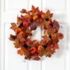 24-in Autumn Maple Leaves Artificial Fall Wreath With Pumpkins & Berries -Eds Plant Shop 24 autumn maple leaves artificial fall wreath with pumpkins berries 632165