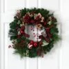 24-in Christmas Pine Wreath With Ornaments & Bow | Holiday Decor