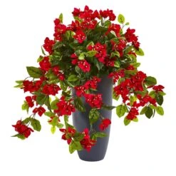 26-in Bougainvillea Artificial Plant In Planter | UV Resistant Decor