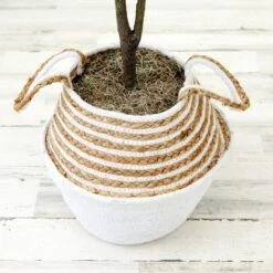 3-ft Artificial Fiddle Leaf Fig Tree With Handmade Cotton & Jute Woven Basket -Eds Plant Shop 3 artificial fiddle leaf fig tree with handmade cotton jute woven basket diy kit 357299