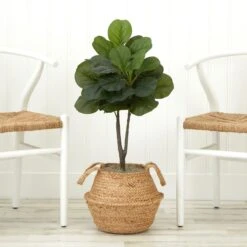 3-ft Artificial Fiddle Leaf Fig Tree With Handmade Cotton & Jute Woven Basket -Eds Plant Shop 3 artificial fiddle leaf fig tree with handmade cotton jute woven basket diy kit 909564