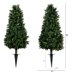 3-ft UV-Resistant Artificial Boxwood Topiary With Ground Stake – Set Of 2 -Eds Plant Shop 3 uv resistant artificial boxwood topiary with ground stake set of 2 3300683