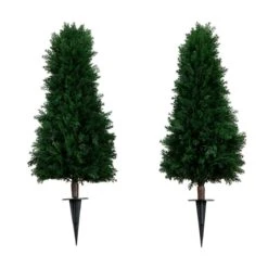 3-ft UV Resistant Artificial Cedar Plant With Integrated Ground Stake – Set Of 2 -Eds Plant Shop 3 uv resistant artificial cedar plant with integrated ground stake set of 2 573735