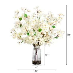 31-in Artificial Pink Bougainvillea Arrangement In Vase | Elegant Floral Décor -Eds Plant Shop 31 artificial pink bougainvillea arrangement in vase elegant floral decor 283204