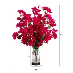 31-in Artificial Pink Bougainvillea Arrangement In Vase | Elegant Floral Décor -Eds Plant Shop 31 artificial pink bougainvillea arrangement in vase elegant floral decor 369076