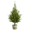 3.5-ft Cedar Pine Artificial Christmas Tree With Decorative Planter -Eds Plant Shop 35 cedar pine artificial christmas tree with decorative planter 730879