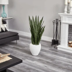 3.5-ft Faux Sansevieria Snake Plant In White Decorative Planter -Eds Plant Shop 35 faux sansevieria snake plant in white decorative planter 701442