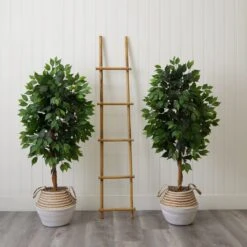 4.5-ft Artificial Ficus Tree With Double Trunk In Cotton & Jute Basket – DIY Kit (Set Of 2) -Eds Plant Shop 45 artificial ficus tree with double trunk in cotton jute basket diy kit set of 2 232598