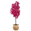 5-ft Artificial Bougainvillea Tree | Handmade Jute & Cotton Basket With Tassels -Eds Plant Shop 5 artificial bougainvillea tree handmade jute cotton basket with tassels 280128