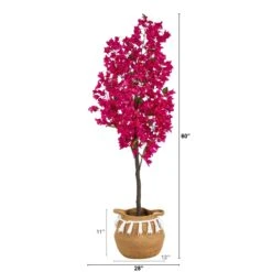 5-ft Artificial Bougainvillea Tree | Handmade Jute & Cotton Basket With Tassels -Eds Plant Shop 5 artificial bougainvillea tree handmade jute cotton basket with tassels 604882