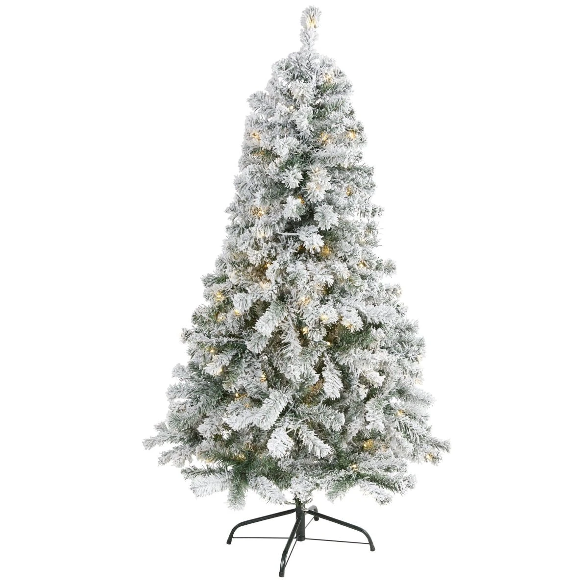 5-ft Flocked Rock Springs Spruce Christmas Tree | 150 LED Lights 3 5-ft Flocked Rock Springs Spruce Christmas Tree | 150 LED Lights