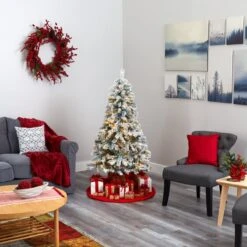 5-ft Flocked Rock Springs Spruce Christmas Tree | 150 LED Lights 15 5-ft Flocked Rock Springs Spruce Christmas Tree | 150 LED Lights -Eds Plant Shop 5 flocked rock springs spruce christmas tree 150 led lights 561866