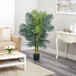 5-ft Golden Cane Palm Tree – Realistic Tropical Artificial Plant -Eds Plant Shop 5 golden cane palm tree realistic tropical artificial plant 374110