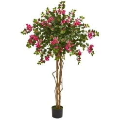 5.5-ft Bougainvillea Artificial Tree | Unique Double-Trunk Design