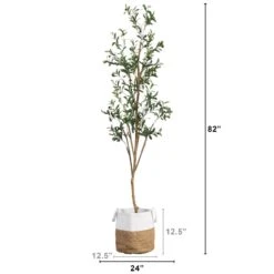 7-ft Artificial Olive Tree With Natural Trunk & Handmade Jute Basket 13 7-ft Artificial Olive Tree With Natural Trunk & Handmade Jute Basket -Eds Plant Shop 7 artificial olive tree with natural trunk handmade jute basket 620485