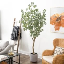 7.5-ft Faux Eucalyptus Tree | Realistic Indoor Greenery – Ed's Plant Shop -Eds Plant Shop 75 faux eucalyptus tree realistic indoor greenery eds plant shop 833771