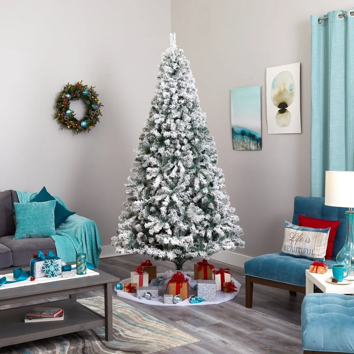 8-ft Flocked Rock Springs Spruce Artificial Christmas Tree With 500 Clear LED Lights & 1186 Bendable Branches 9 8-ft Flocked Rock Springs Spruce Artificial Christmas Tree With 500 Clear LED Lights & 1186 Bendable Branches - Image 7