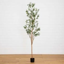 82-in Artificial Olive Tree – Tall, Rustic & Lifelike Décor Accent
