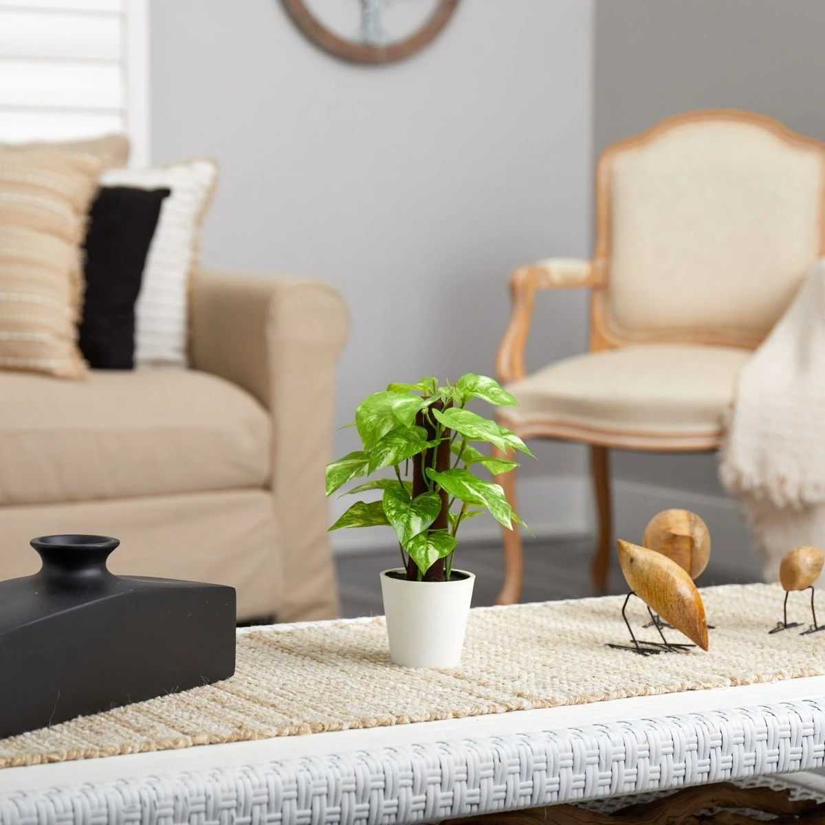 9-in Artificial Pothos Plant In White Planter (Real Touch) 6 9-in Artificial Pothos Plant In White Planter (Real Touch) - Image 4