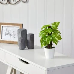 9-in Artificial Pothos Plant In White Planter (Real Touch) 8 9-in Artificial Pothos Plant In White Planter (Real Touch) -Eds Plant Shop 9 artificial pothos plant in white planter real touch 374581