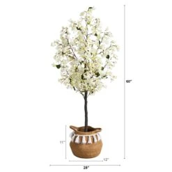 5-ft Artificial Bougainvillea Tree | Handmade Jute & Cotton Basket With Tassels -Eds Plant Shop artificial 5 artificial bougainvillea tree with handmade jute cotton basket with tassels plant in planter nearly natural 465546