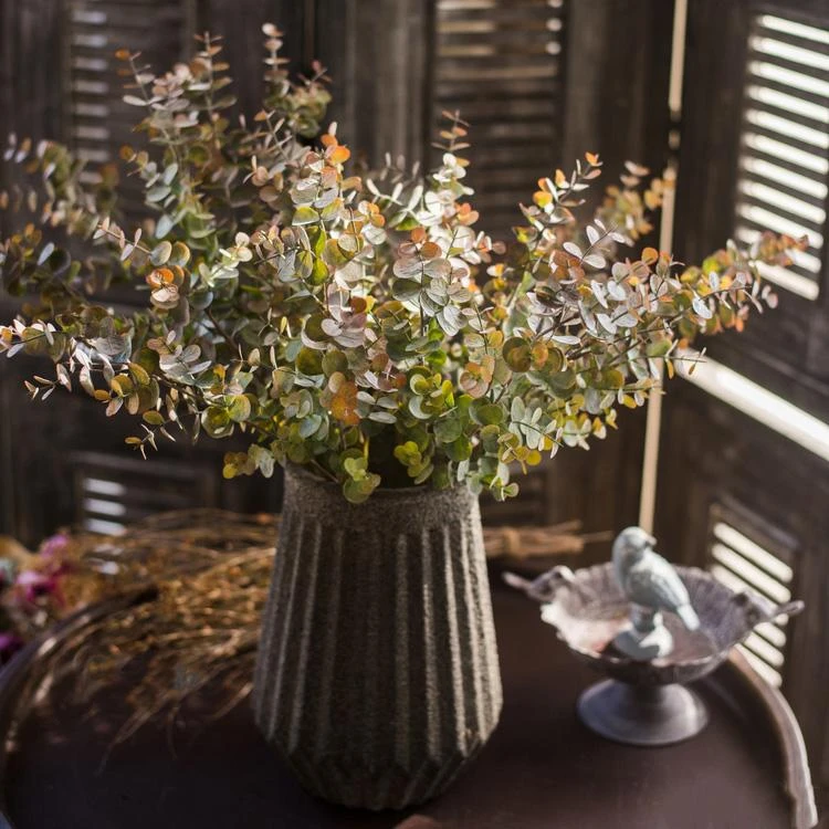 Artificial Faux Plant Eucalyptus Stem Autumn Green 26" Tall 3 Artificial Faux Plant Eucalyptus Stem Autumn Green 26" Tall