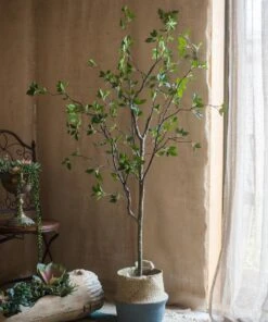 Green Leaf Faux Tree In Pot – 5′ & 6′ Handmade Silk Plant -Eds Plant Shop artificial green leaf faux tree in pot 271854