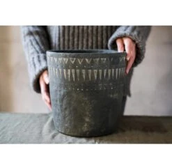 Black Planter With Geometric Design - Various Sizes -Eds Plant Shop black planter with geometric design various sizes 202931