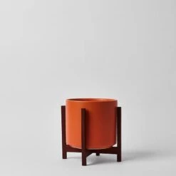 Ceramic Cylinder Planter By Solid Goods With Optional Mahogany Stand 27 Ceramic Cylinder Planter By Solid Goods With Optional Mahogany Stand -Eds Plant Shop ceramic cylinder planter by solid goods with optional mahogany stand 3487887