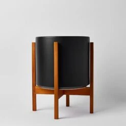 Ceramic Cylinder Planter By Solid Goods With Optional Mahogany Stand 40 Ceramic Cylinder Planter By Solid Goods With Optional Mahogany Stand -Eds Plant Shop ceramic cylinder planter by solid goods with optional mahogany stand 9243634
