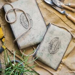 Charming Flat Metal Planter With Cottage Decor Motif